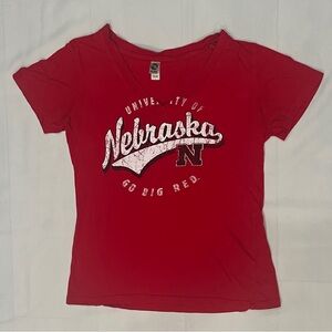 Nebraska Women's Red V-Neck Tee